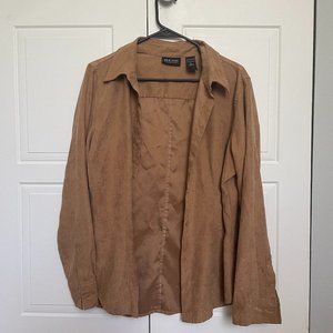 Faux Suede Button Up